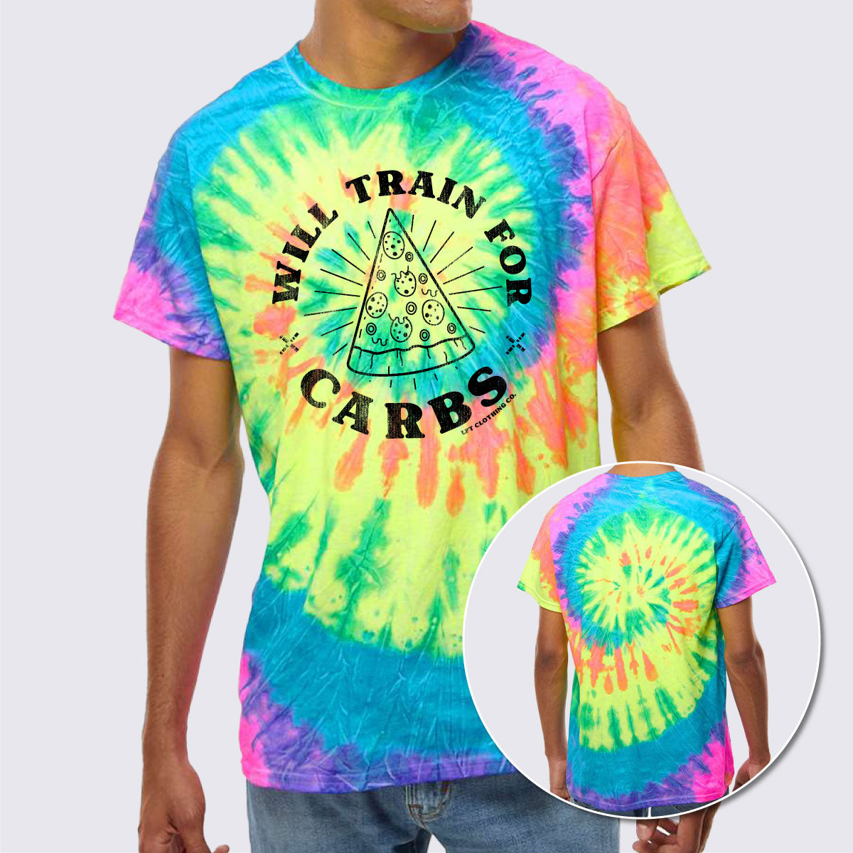 Will Train for Carbs Multi-Color Tie-Dyed T-Shirt