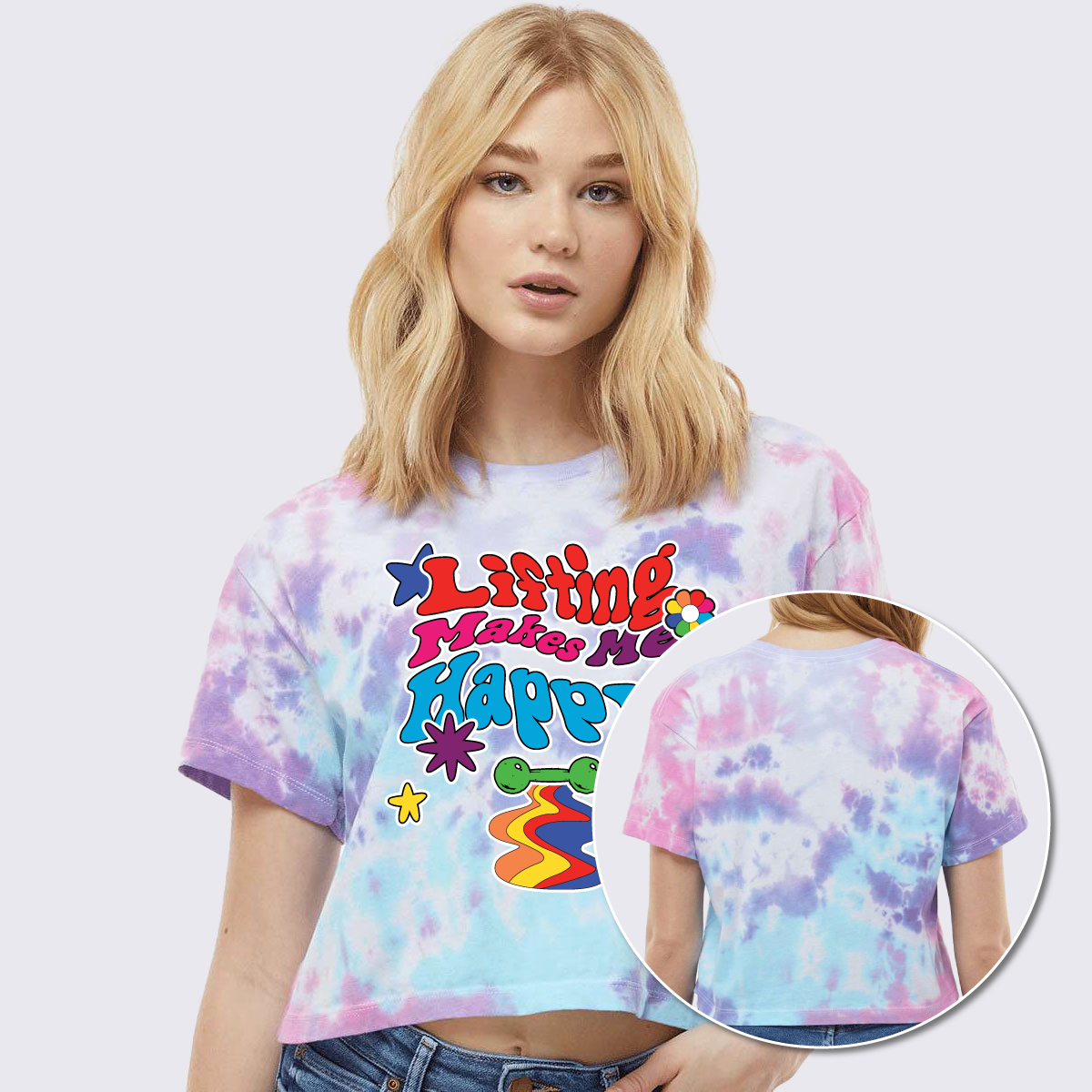 Lifting Makes Me Happy Women’s Tie-Dyed Crop T-Shirt