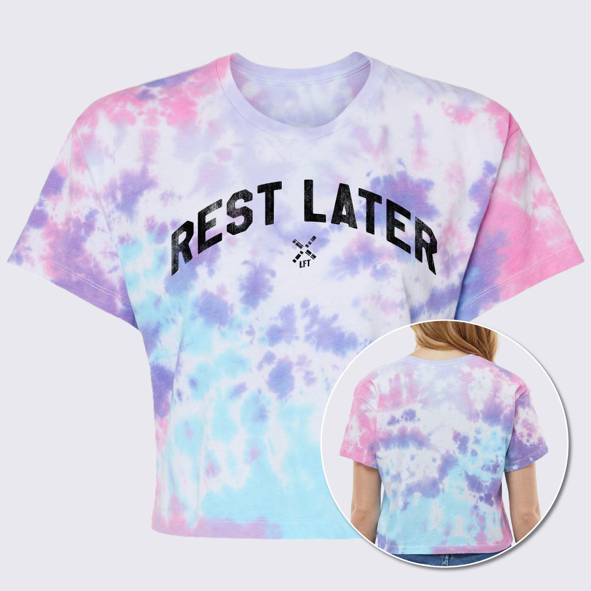 Rest Later Women’s Tie-Dyed Crop T-Shirt