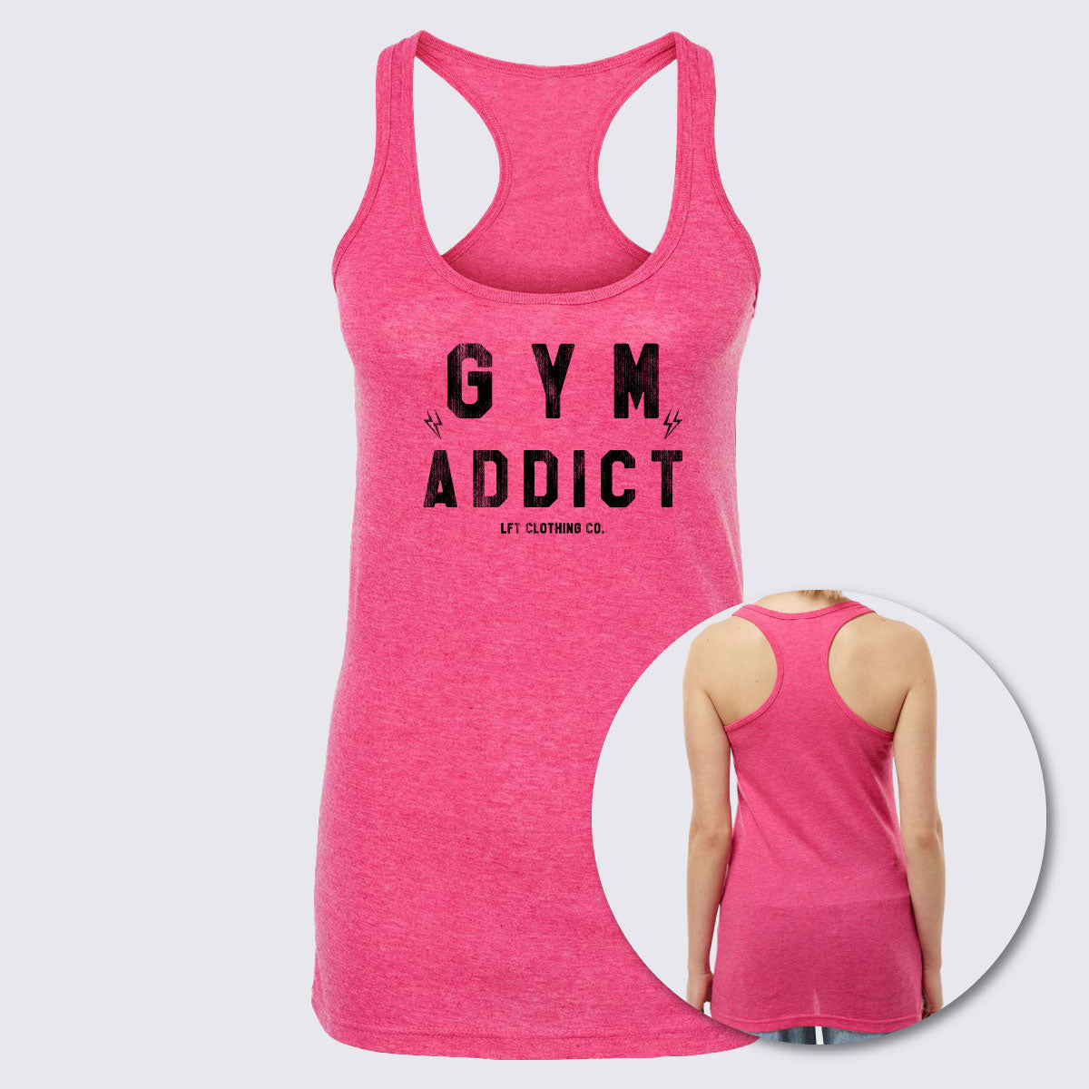 Addicted Funny Graphic Womens Tank Top, Hot Pink, Medium