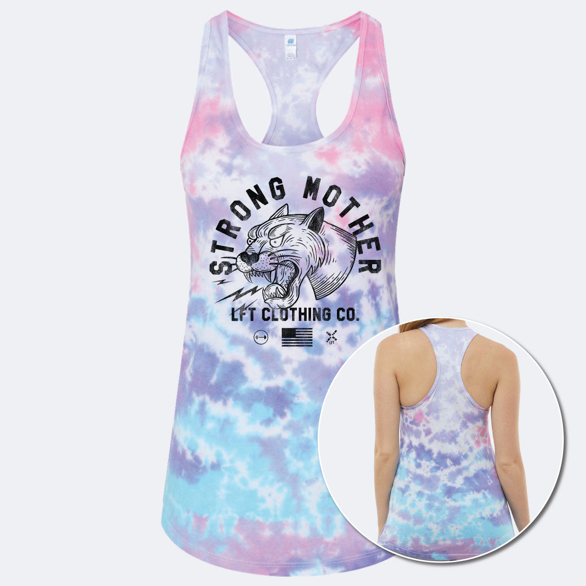 Strong Mother Tie-Dyed Racerback Tank Top