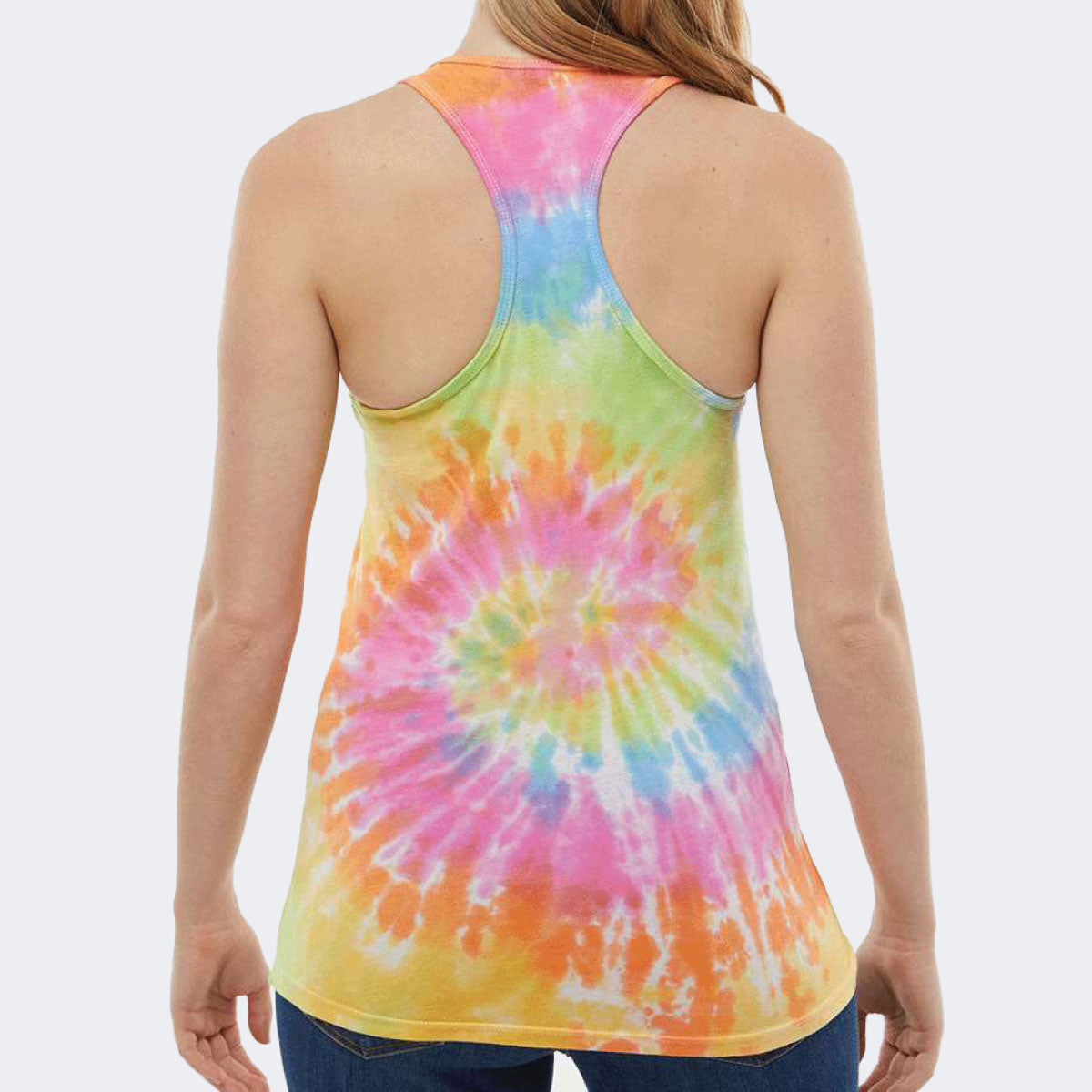 Am I Jacked Yet Tie-Dyed Racerback Tank Top