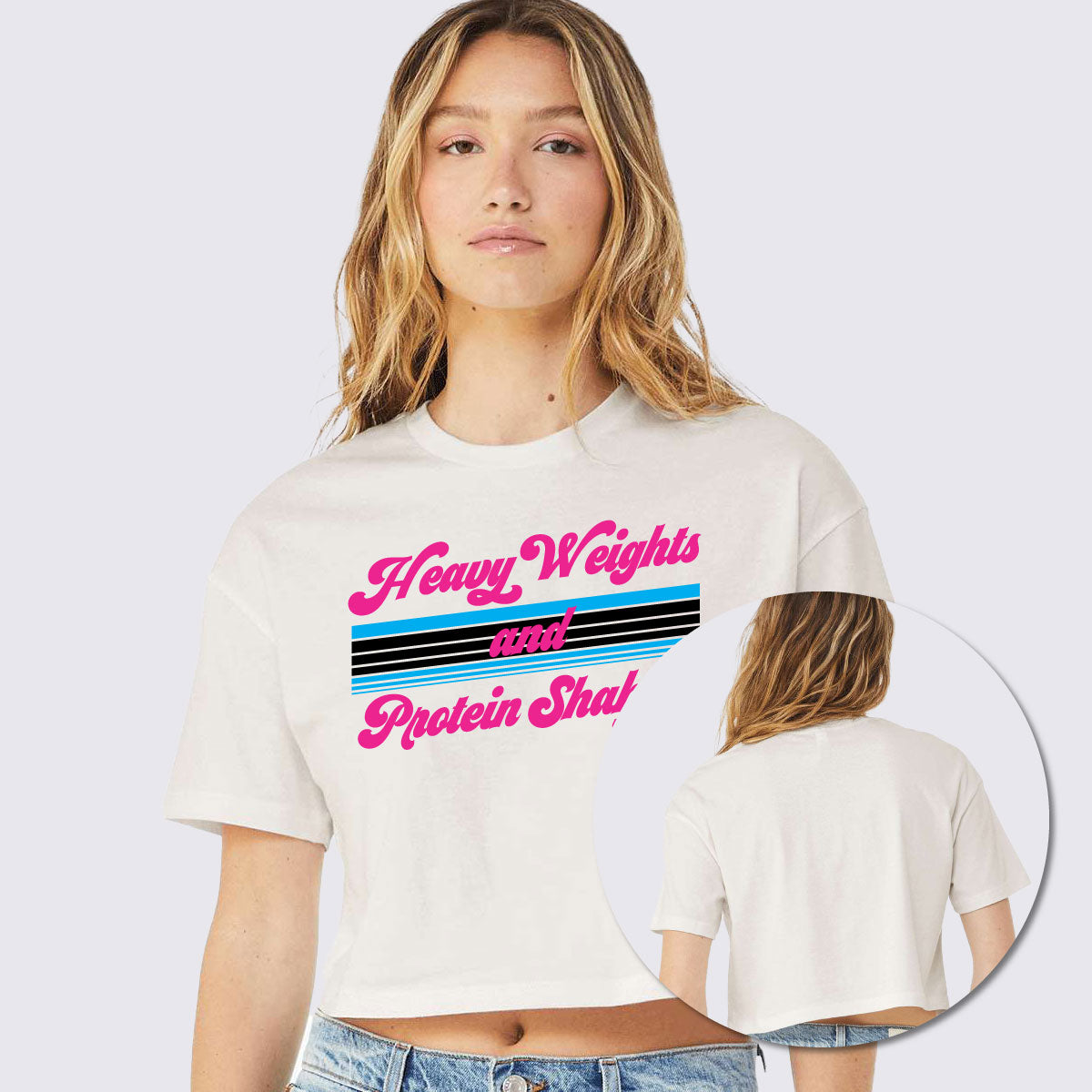Heavy Weights &amp; Protein Shakes Oversized Crop Tee