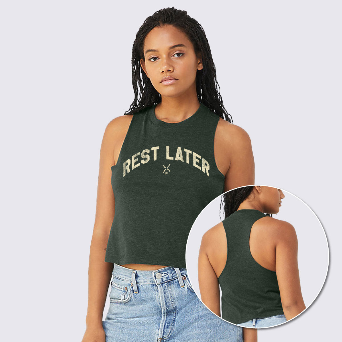 Rest Later Racerback Crop Tank - The LFT Clothing Company