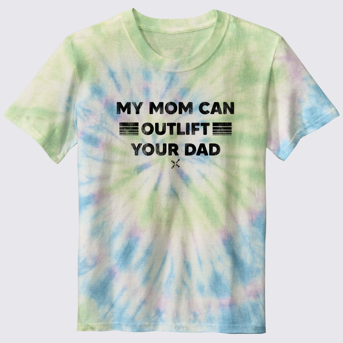 My Mom Can Outlift Your Dad Youth Spiral Tie-Dye Tee