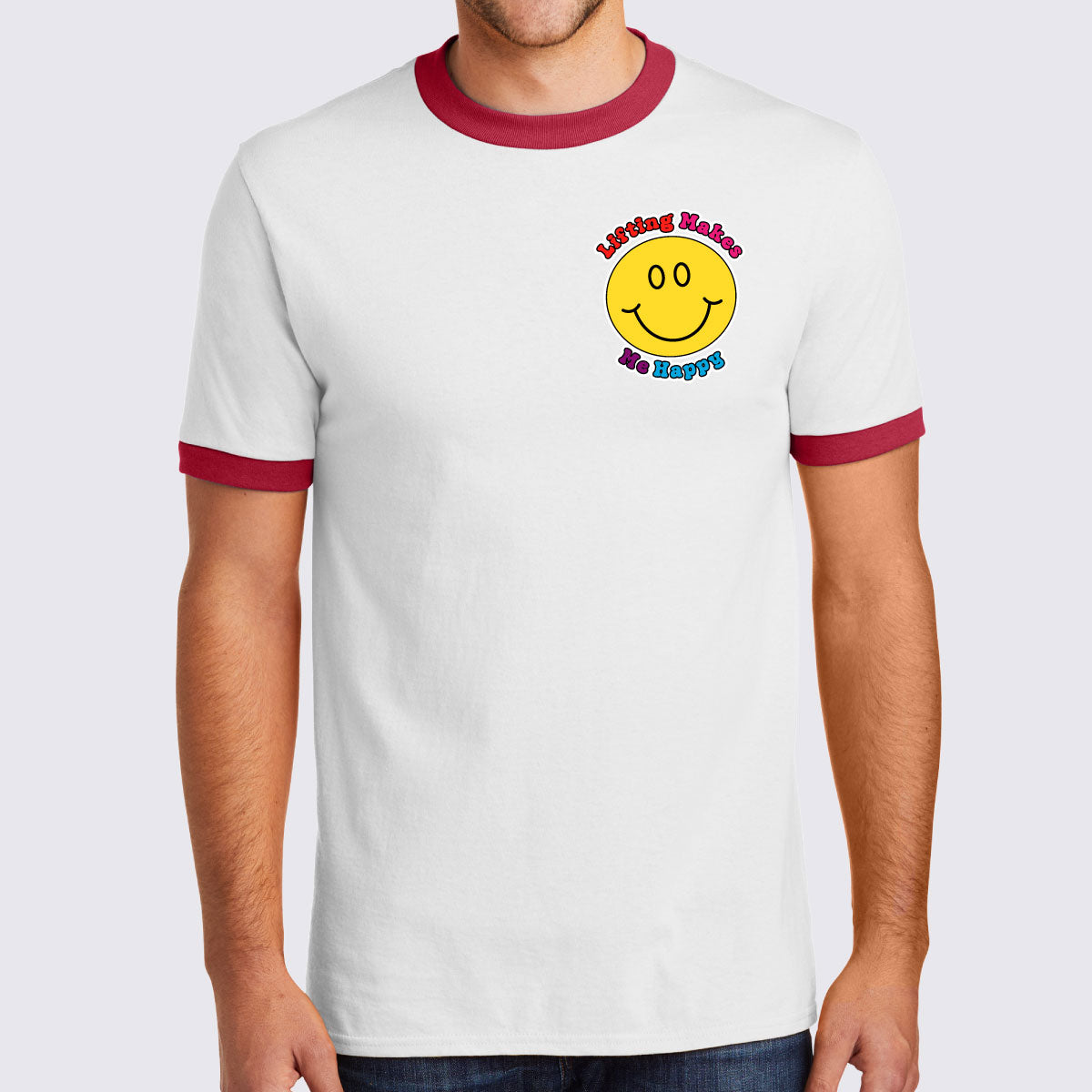Lifting Makes Me Happy Unisex Core Cotton Ringer Tee - The LFT Clothing  Company